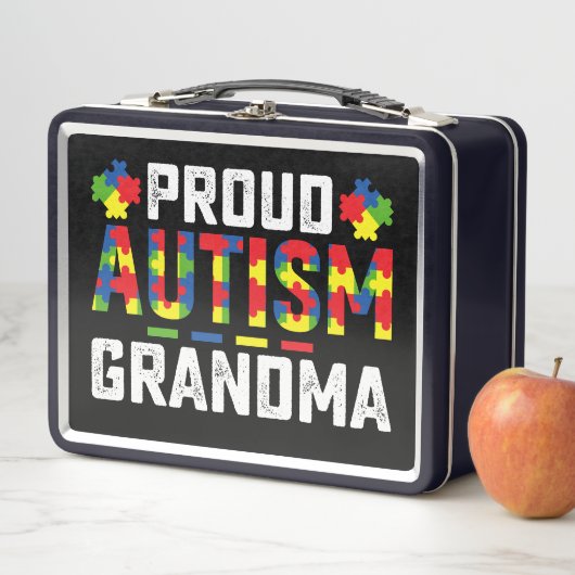 Proud Autism Grandma Awareness Autistic Family メタルランチボックス (インサイチュ)