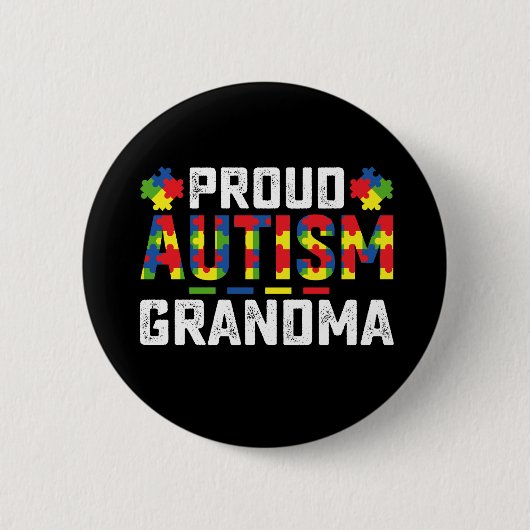 Proud Autism Grandma Awareness Autistic Family 缶バッジ (正面)