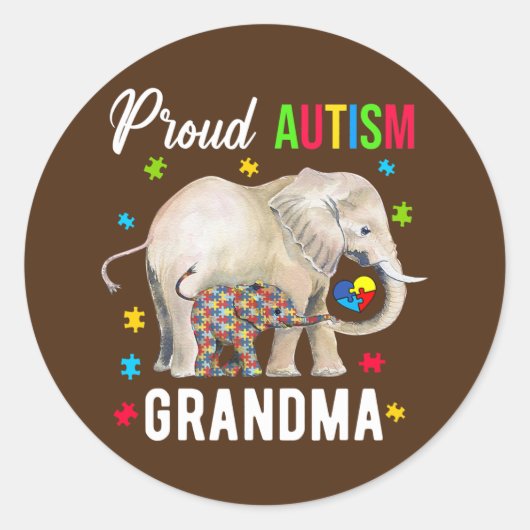 Proud Autism Grandma Funny Autism Awareness Daddy ラウンドシール (正面)