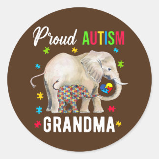 Proud Autism Grandma Funny Autism Awareness Daddy ラウンドシール