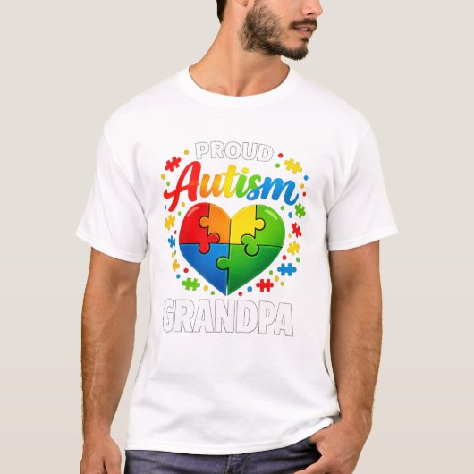 Proud Autism Grandpa Autism Awareness Grandfather  Tシャツ (正面)