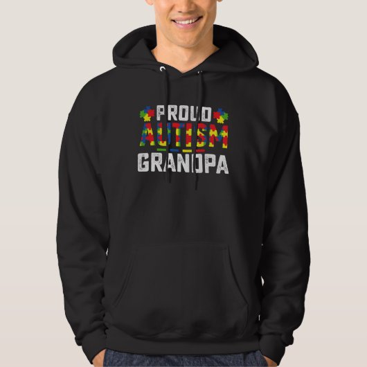 Proud Autism Grandpa Awareness Autistic Family パーカ (正面)