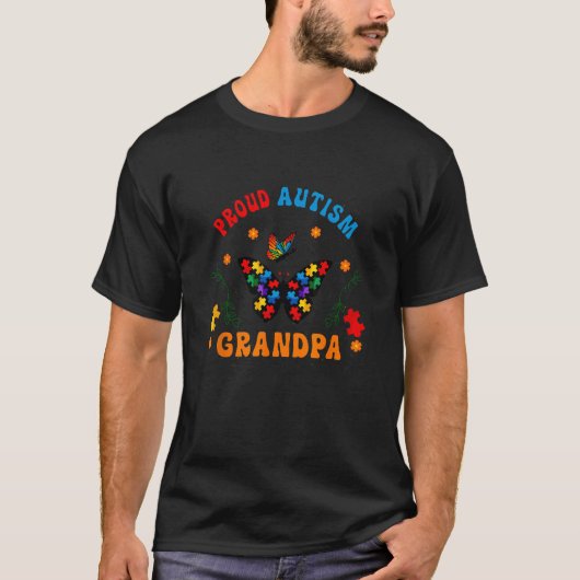 Proud Autism Grandpa Family Support Autistic Love Tシャツ (正面)