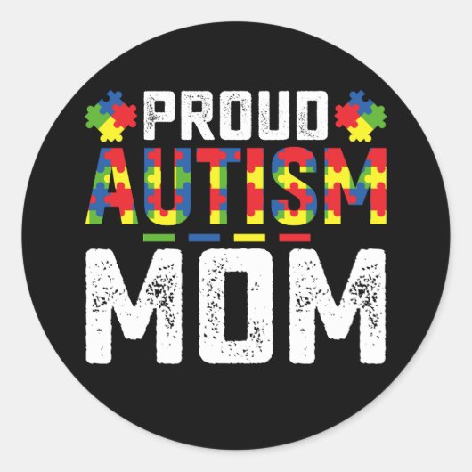 Proud Autism Mom Awareness Autistic Family ラウンドシール (正面)