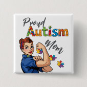 Proud autism mom button Pins Badge 缶バッジ (正面)