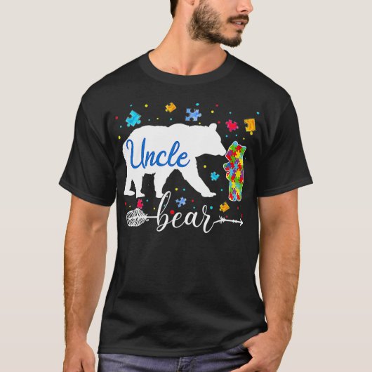 Proud Autism Uncle Bear Puzzle Autism Uncle Awaren Tシャツ (正面)