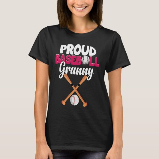 proud baseball granny  for grandma or grandmother tシャツ (正面)