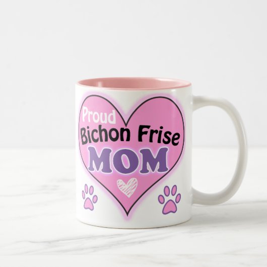 Proud Bichon Frise Mom ツートーンマグカップ (右)