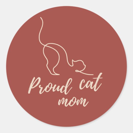 Proud Black Cat Mom Sticker – Minimal Gift ラウンドシール (正面)