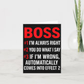 Proud Boss Always Right Office Quote For Managers  カード (正面)