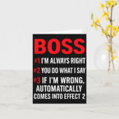 Proud Boss Always Right Office Quote For Managers  カード (黄色い花)