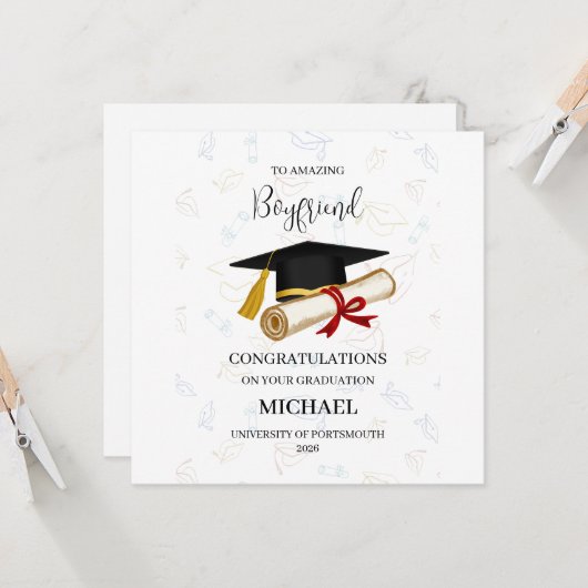 Proud Boyfriend Graduation Personalized カード (正面/裏面インサイチュ)