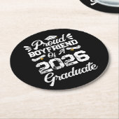 Proud Boyfriend of A Class 2026 Graduation Grad ラウンドペーパーコースター (アングル)