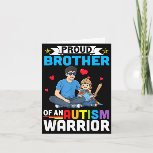 Proud brother autism awareness warrior support for カード (正面)