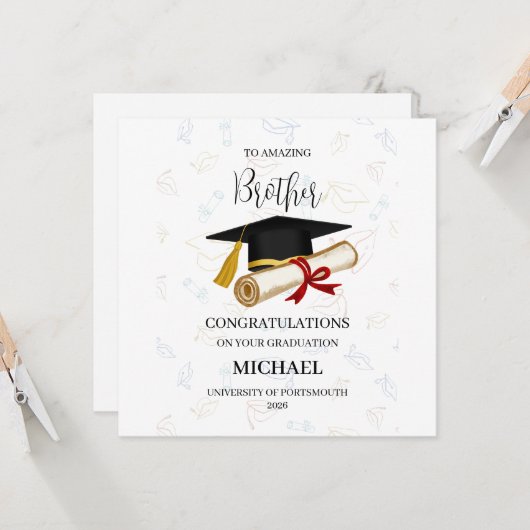 Proud Brother Graduation Personalized カード (正面/裏面インサイチュ)