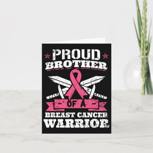 Proud Brother Of Breast Cancer Warrior Pink Awaren カード (正面)