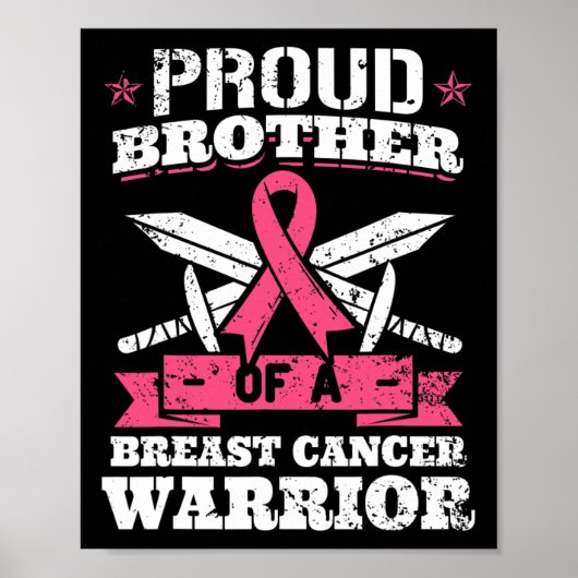 Proud Brother Of Breast Cancer Warrior Pink Awaren ポスター (正面)