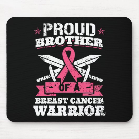 Proud Brother Of Breast Cancer Warrior Pink Awaren マウスパッド (正面)