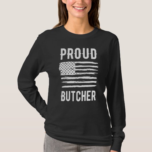 Proud Butcher Profession American Flag Tシャツ (正面)