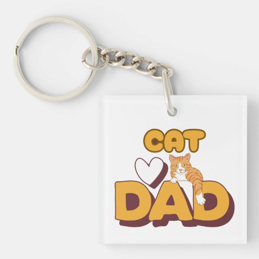 Proud Cat Dad Father's Day Double-Sided  キーホルダー (正面)