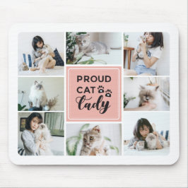 Proud Cat Lady Blush Pink Photo Collage マウスパッド