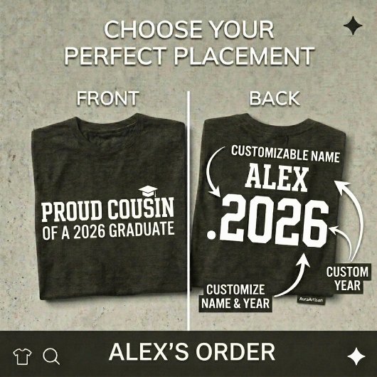 PROUD COUSIN 2026年卒業おめでとう 名入れ卒業記念 Tシャツ
