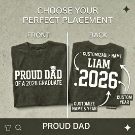 PROUD DAD • 2026年卒業おめでとう 名入れ卒業記念グッズ Tシャツ