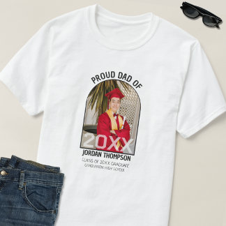 Proud Dad Black & White Arch Photo 2026 Graduation Tシャツ