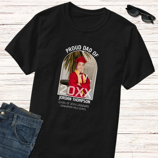 Proud Dad Black & White Arch Photo Class Of 2026 Tシャツ
