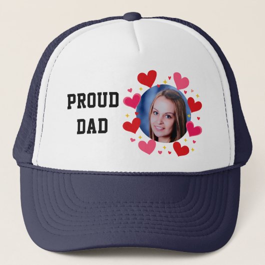 Proud Dad Custom Photo Text Hearts Personalized キャップ (正面)