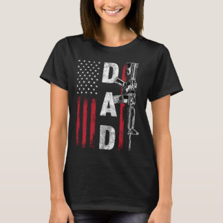 Proud Dad Daddy Gun Rights AR 15 American Flag Fat Tシャツ