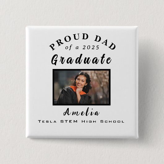 Proud Dad Graduation 2025 Custom Photo Gift  缶バッジ (正面)