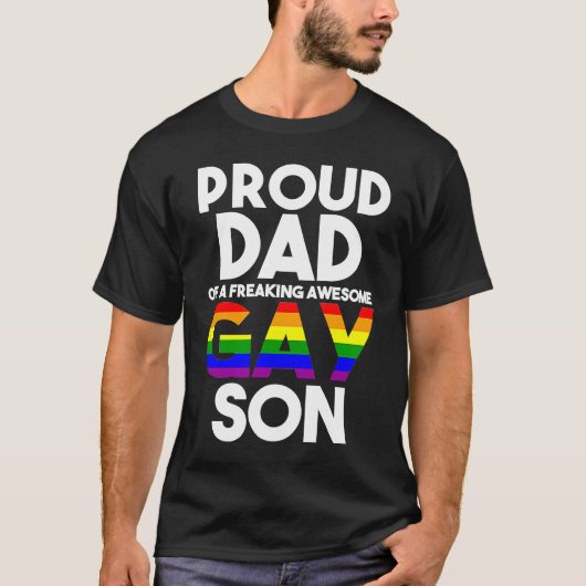Proud Dad LGBTQ Ally  Free Dad Hugs Pride Gay Son Tシャツ (正面)