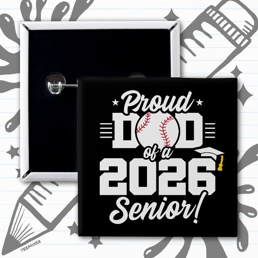Proud Dad of a 2026 Senior Baseball Graduation 缶バッジ