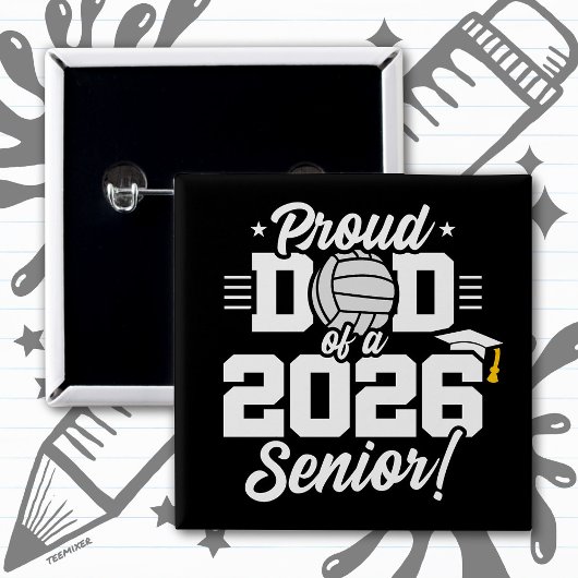 Proud Dad of a 2026 Senior Volleyball Graduation 缶バッジ