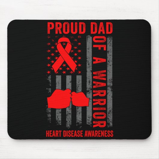 Proud Dad Of A Heart Warrior American Flag Heart D マウスパッド (正面)