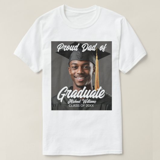 Proud Dad of Graduate Photo Name Year Graduation Tシャツ (デザイン正面)