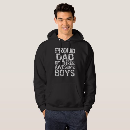 Proud Dad of Three Awesome Boys Shirt Fun Father G パーカ (正面フル)