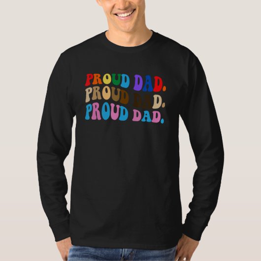 Proud Dad Rainbow Pride Flag Colors LGBT Ally Tシャツ (正面)