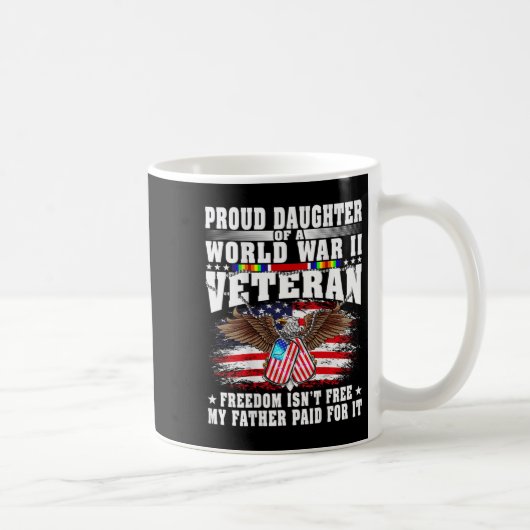 Proud Daughter Of World War 2 Veteran Military Vet コーヒーマグカップ (右)