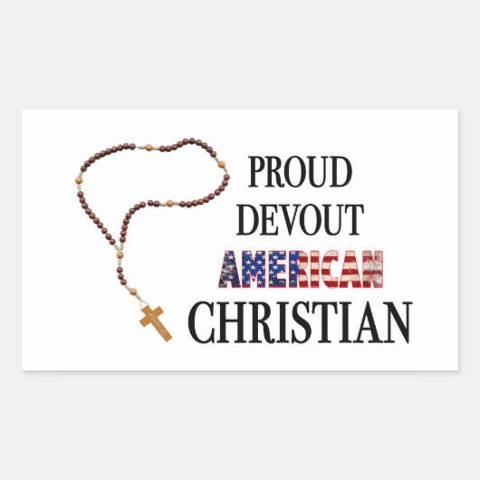 Proud Devout American Christian Sticker 長方形シール (正面)