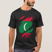 Proud Dhivehin Torn Ripped Maldives Flag Tシャツ (正面)
