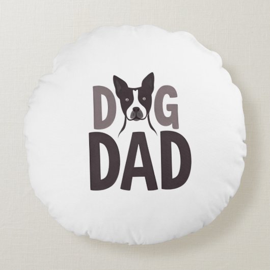 Proud Dog Dad Apparel & Accessories ラウンドクッション (正面)