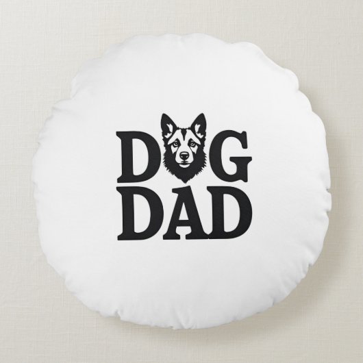 Proud Dog Dad Apparel & Accessories ラウンドクッション (正面)