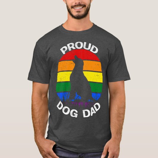 Proud Dog Dad Pride Rainbow vintage Tシャツ (正面)