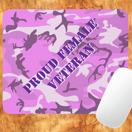 Proud Female Veteran Pink Purple Camo Mouse Pad マウスパッド