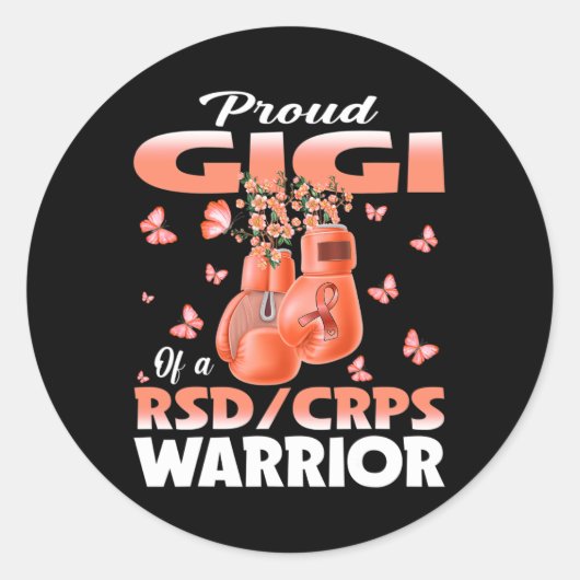 Proud Gigi Of A Rsd Crps Warrior Awareness Boxing  ラウンドシール (正面)