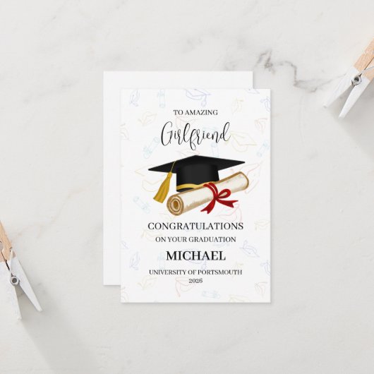 Proud Girlfriend Graduation Personalized カード (正面/裏面インサイチュ)