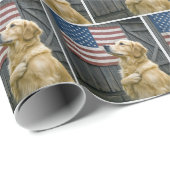 Proud Golden Retriever With American Flag ラッピングペーパー (ロールコーナー)