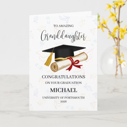 Proud Granddaughter Graduation Personalized カード (黄色い花)